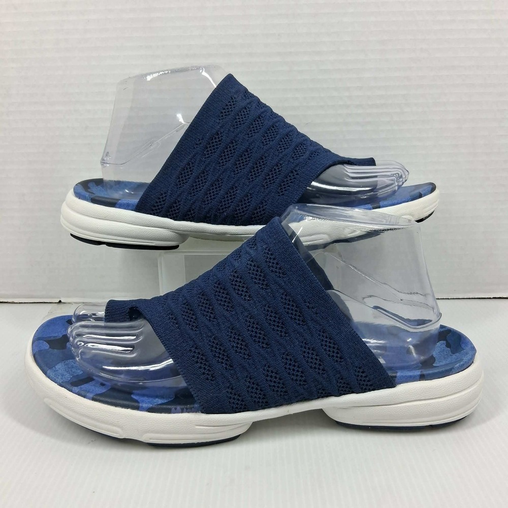 RBX Zenn Navy Blue Knit Camo Footbed Slide Sandals Womens‎ Size 8 EF10960